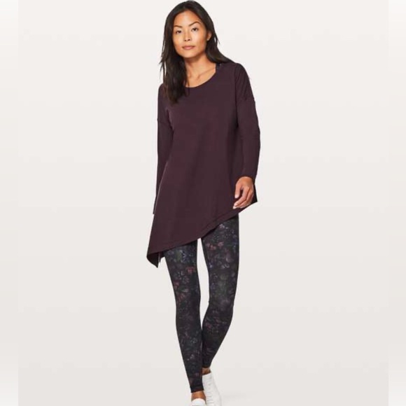 Lululemon To The Point Long Sleeve Women’s Asymmetrical Top Purple/Plum  Size 4 - Picture 1 of 9